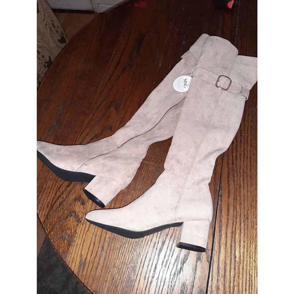 NWTāSize 9Ā (41) Tan NNG Over the Knee Full Zip Pointed Toe BuckleāAccentā¦